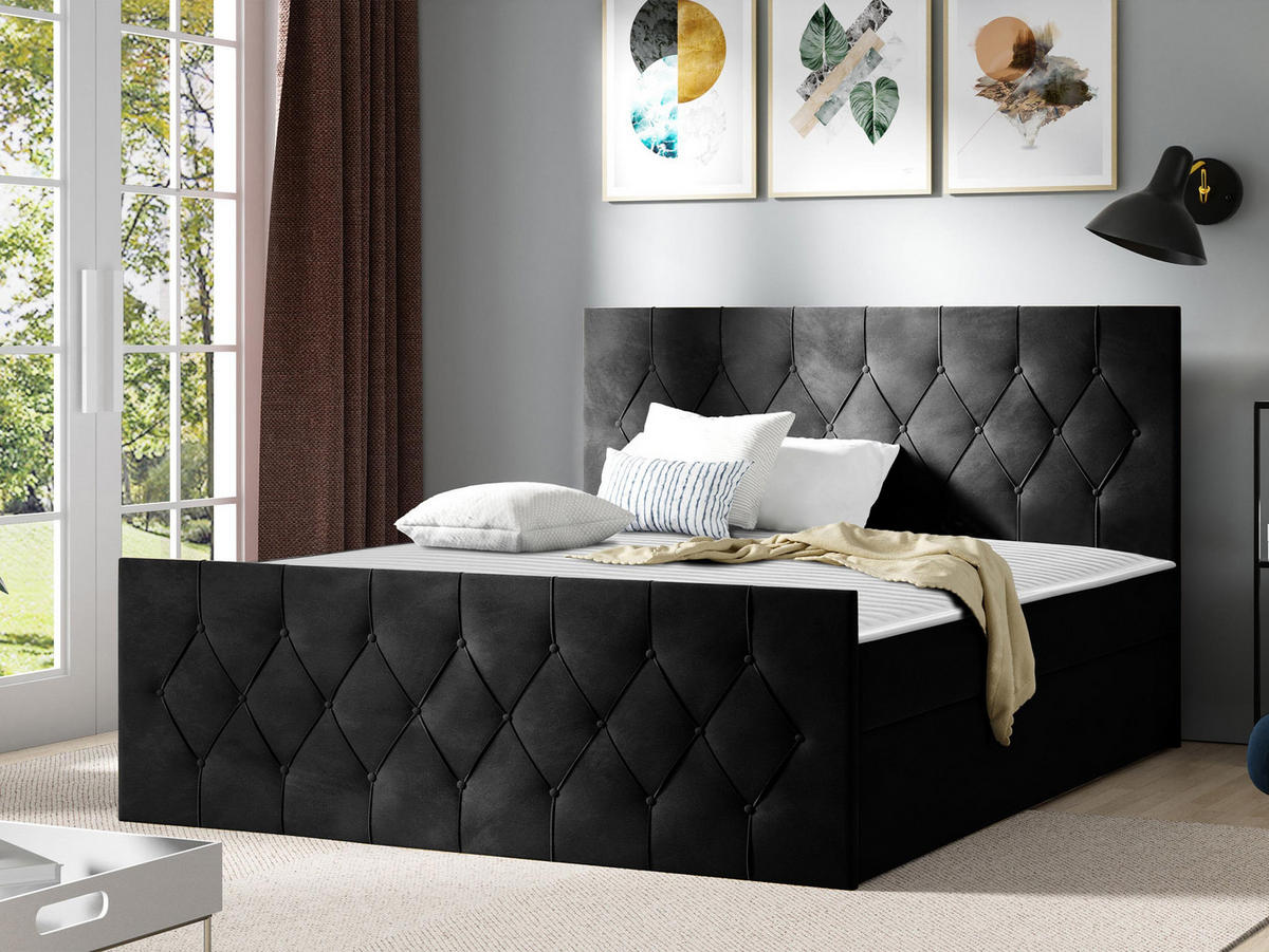 BOXBETT Sky Lux - H3 - Schwarz, Holz (200/200cm) - MIRJAN24