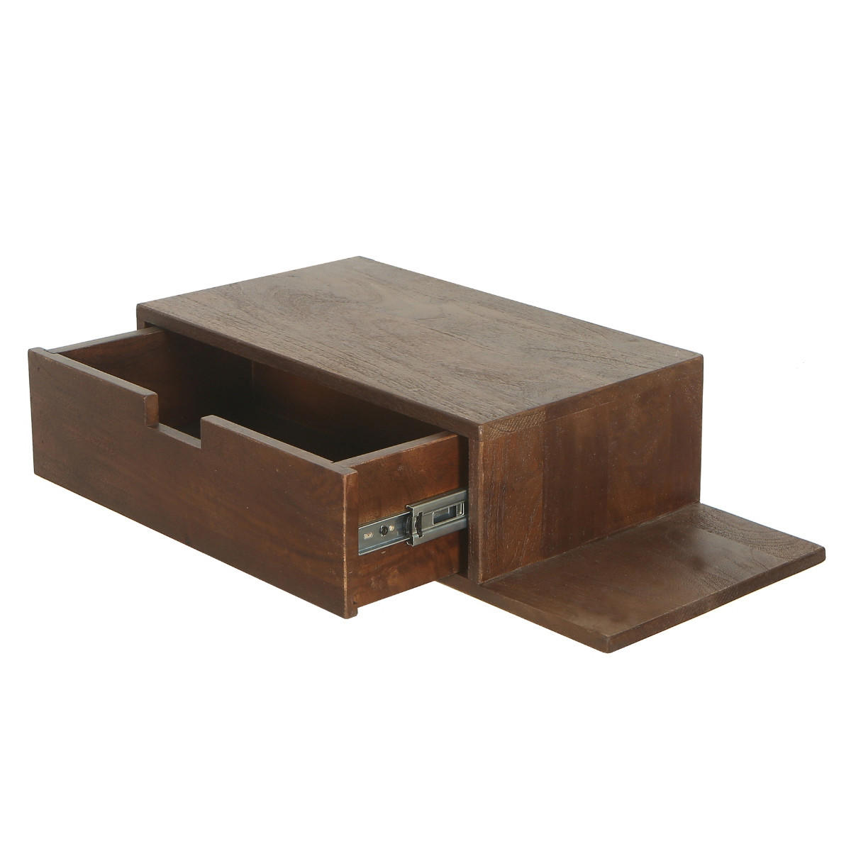SCHWEBENDER Nachttisch aus Mangoholz 65x30x16cm, dunkelbraun - Dunkelbraun, Holz (65/16/30cm) - Giga Meubel