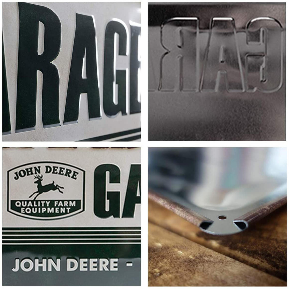 BLECHSCHILD 25/50 cm John Deere Garage - Multicolor, Metall (50/25/1cm) - Nostalgic-Art