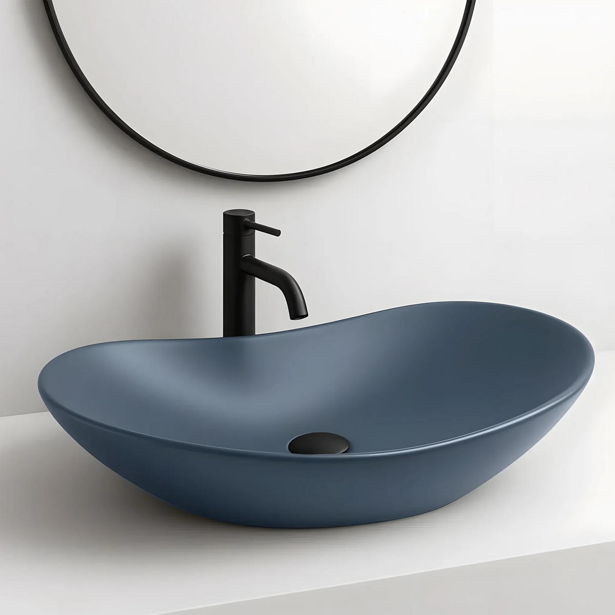 AUFSATZWASCHBECKEN Rea Royal Blueberry Matt - Blau, Keramik (35.5/15.5/61.5cm) - REA