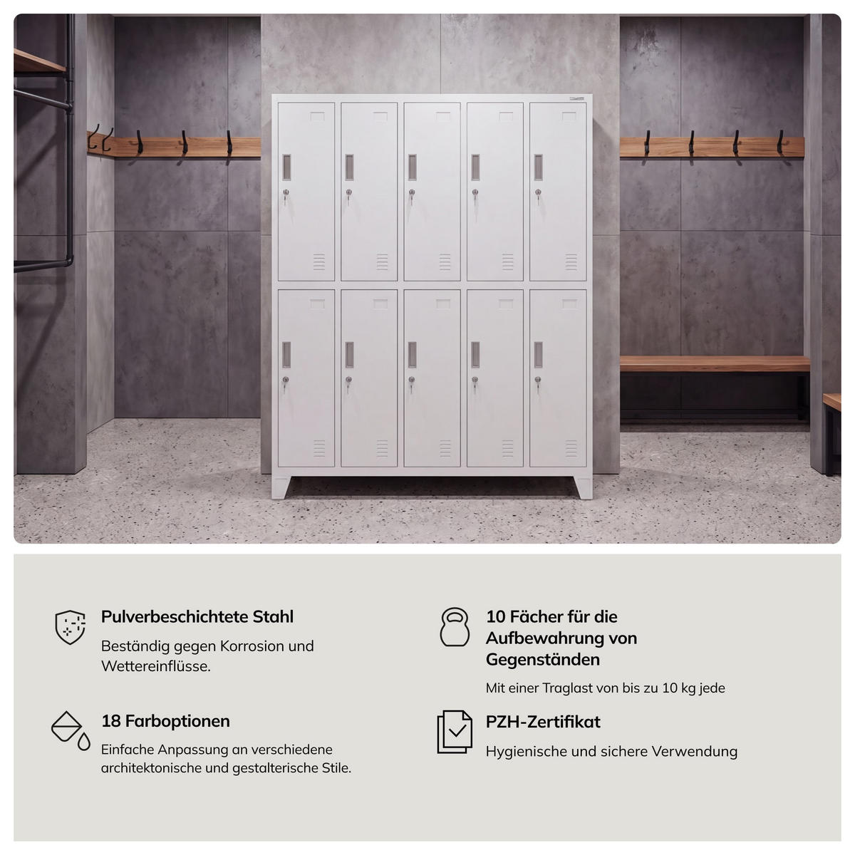 SCHLIESSFACHSCHRANK Bartek - Weiß, Metall (136/172/45cm) - Jan Nowak