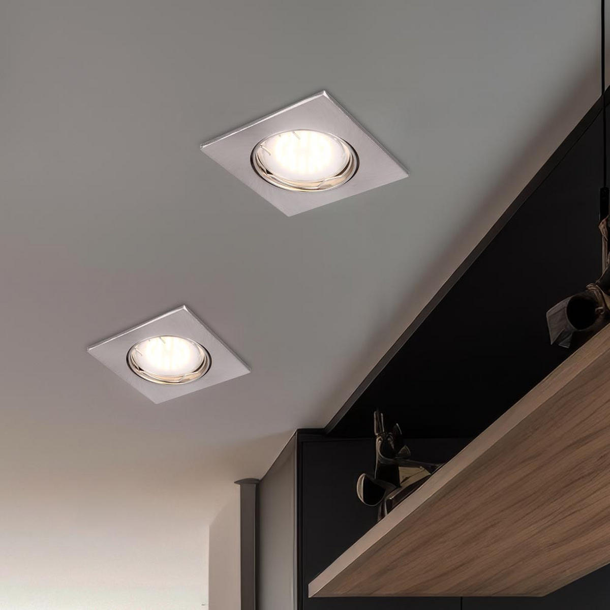 LED EINBAUSTRAHLER Aluminium Silber beweglich - Silberfarben, Metall (8/8/10cm) - Globo Lighting