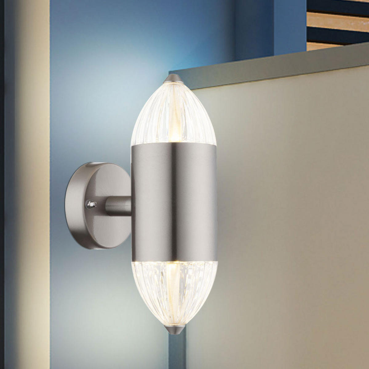 LED AUSSEN-WANDLEUCHTE CHARLENE Silber - Silberfarben, Metall (8/21/13.3cm) - Globo Lighting