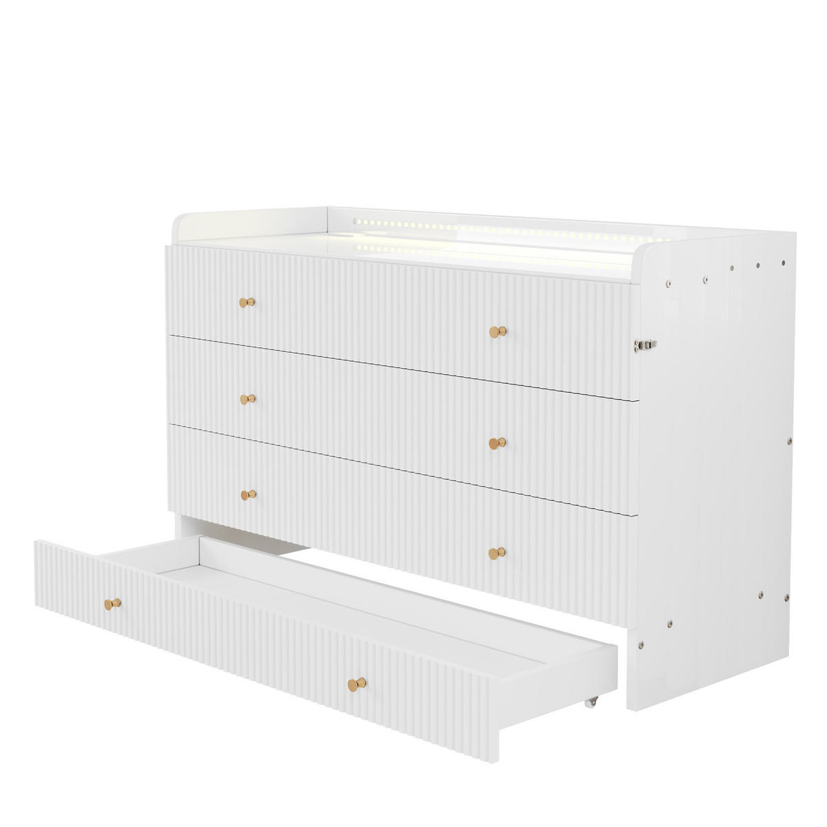 SCHRANKBETT 140/200 cm DE-04844, mit LED und Schubladen in Weiß - Weiß, Holzwerkstoff (140/200cm) - ComfortXL