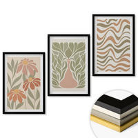 WANDBILDER 3er-Set - 40x60 cm Schwarzer Rahmen - Abstrakte Pastellblumen - Schwarz, Kunststoff (40/60cm) - ArtPrintCave