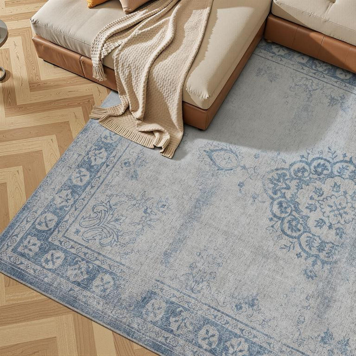 CHENILLE-TEPPICH Script Beige/Blau 200x290 cm - Multicolor, Textil (200/290cm) - Vercai Rugs