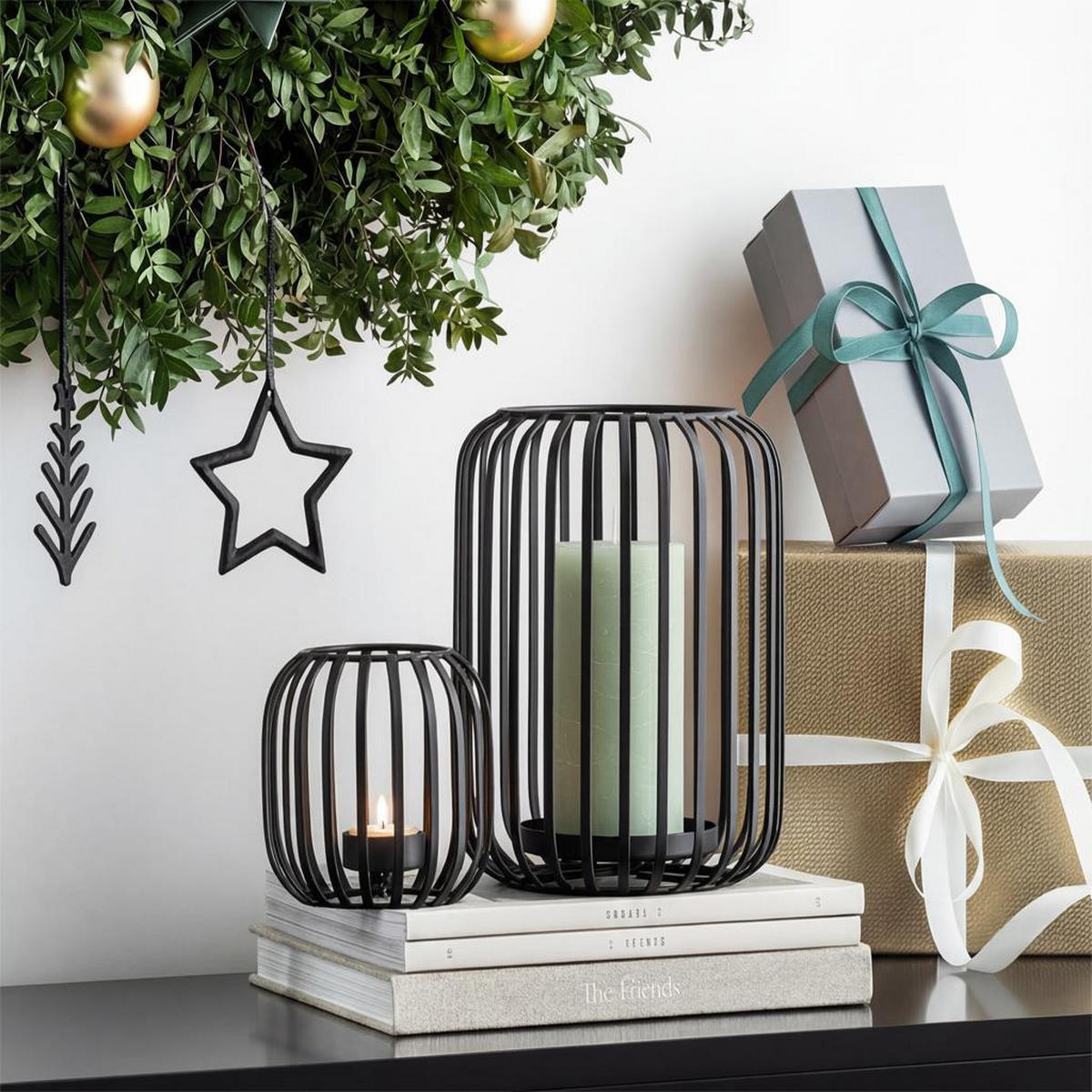 WINDLICHT Christmas Chic 22,5 cm - Schwarz, Metall (18/22.5/18cm) - Villeroy & Boch