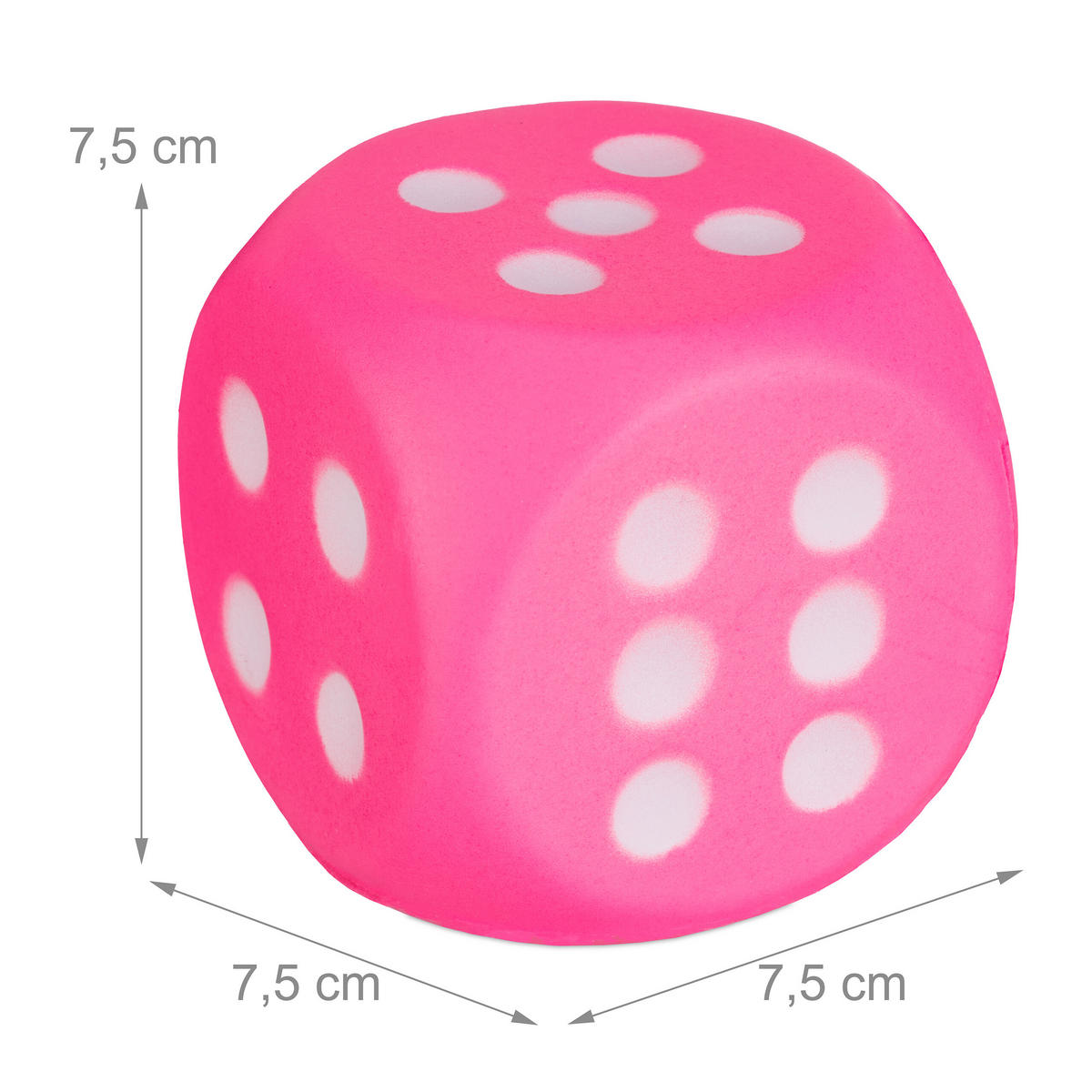 6xSCHAUMSTOFFWÜRFEL - Pink, Kunststoff (7.5/7.5cm) - Relaxdays