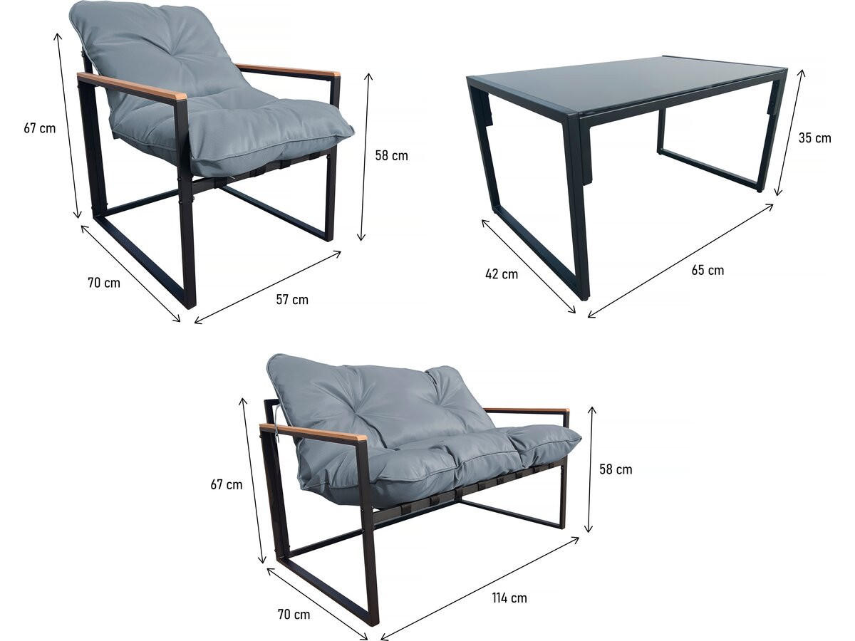 GARTENSITZGRUPPE jules Grau - Hellgrau, Metall - Habitat Garten