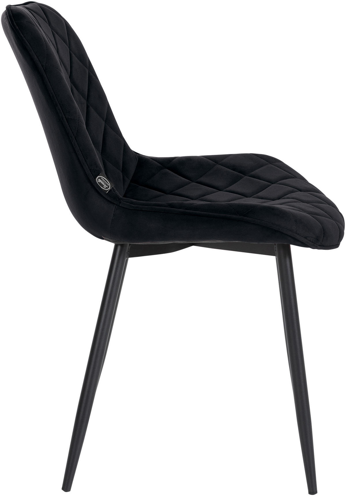STUHL 4er Set Samt schwarz - Schwarz, Textil/Metall (53/82/60cm) - CLP