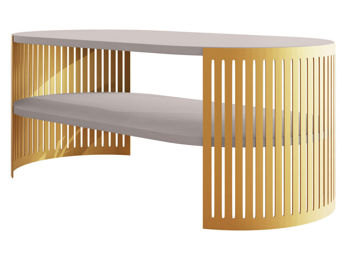 COUCHSITCH Fikoli Oval Gold I - Kaschmir/Goldfarben, Holzwerkstoff/Metall (100/50/40cm) - MIRJAN24