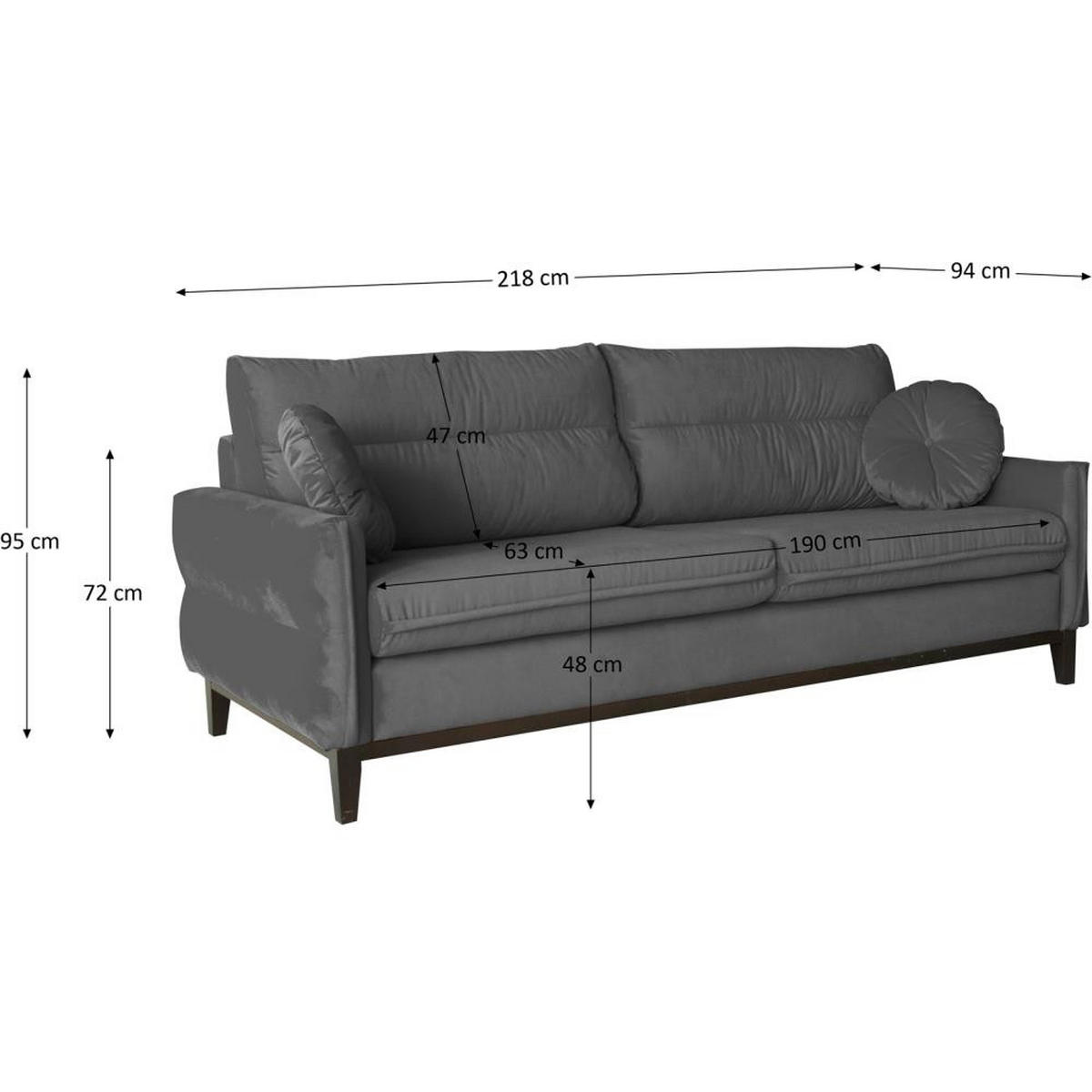 SOFA 2-SITZER Belweder Velours grau - Wengefarben/Grau, Holz/Textil (218/95/94cm) - Beautysofa