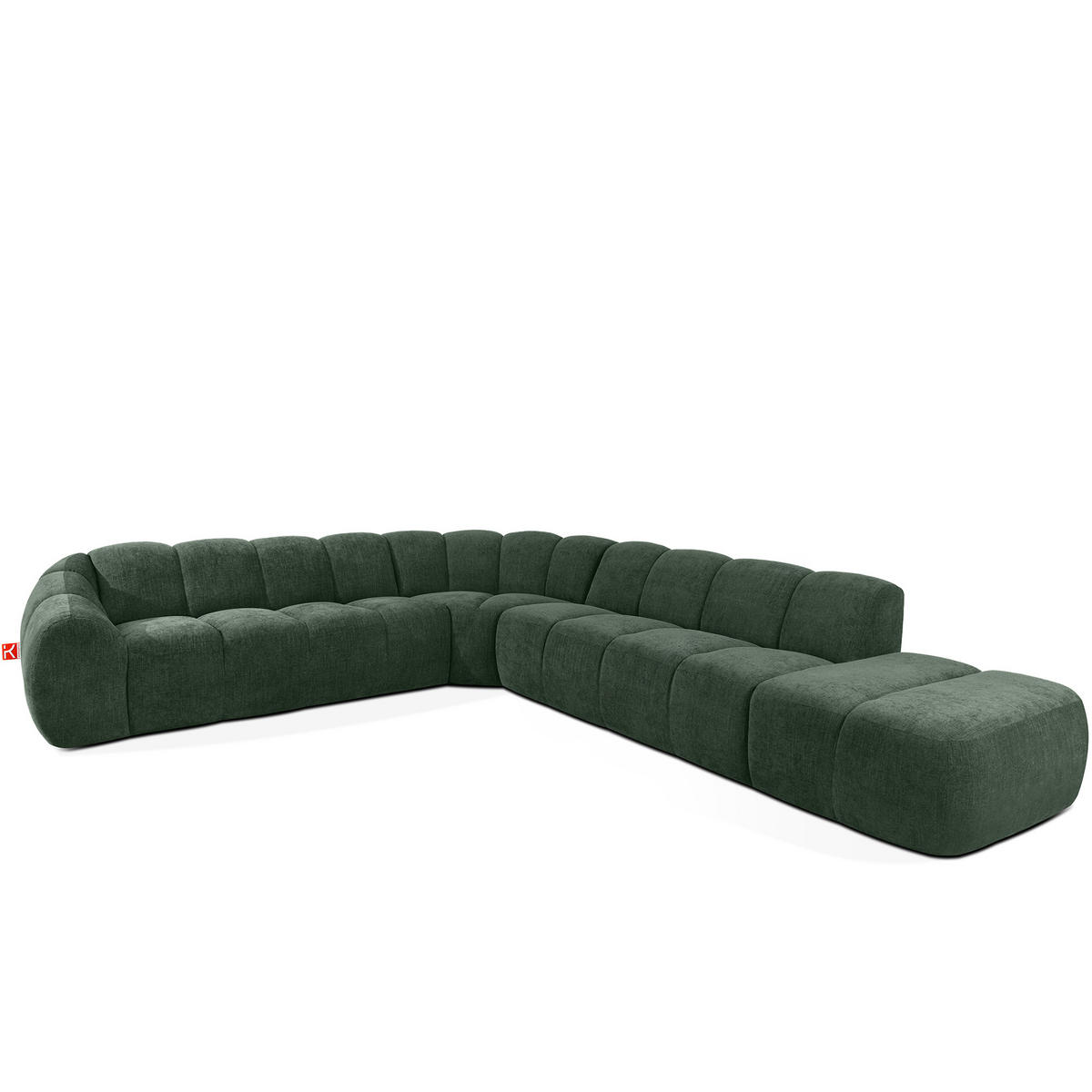 ECKSOFA RECHTS FLAVA, Dunkelgrün - Dunkelgrün, Holz/Holzwerkstoff (310/354cm) - KONSIMO®
