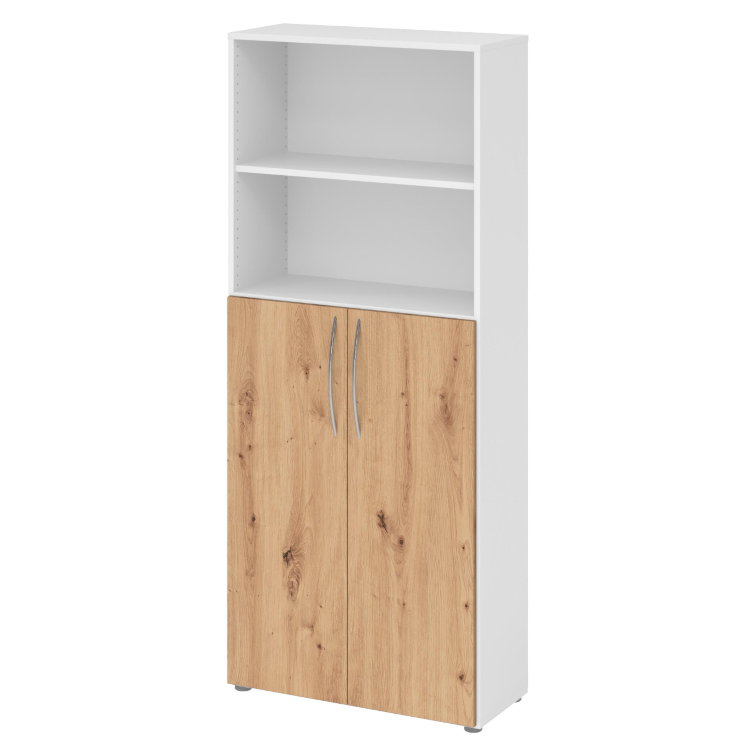 bümö Regalschrank Weiß, Wildeiche 80x188x35 cm