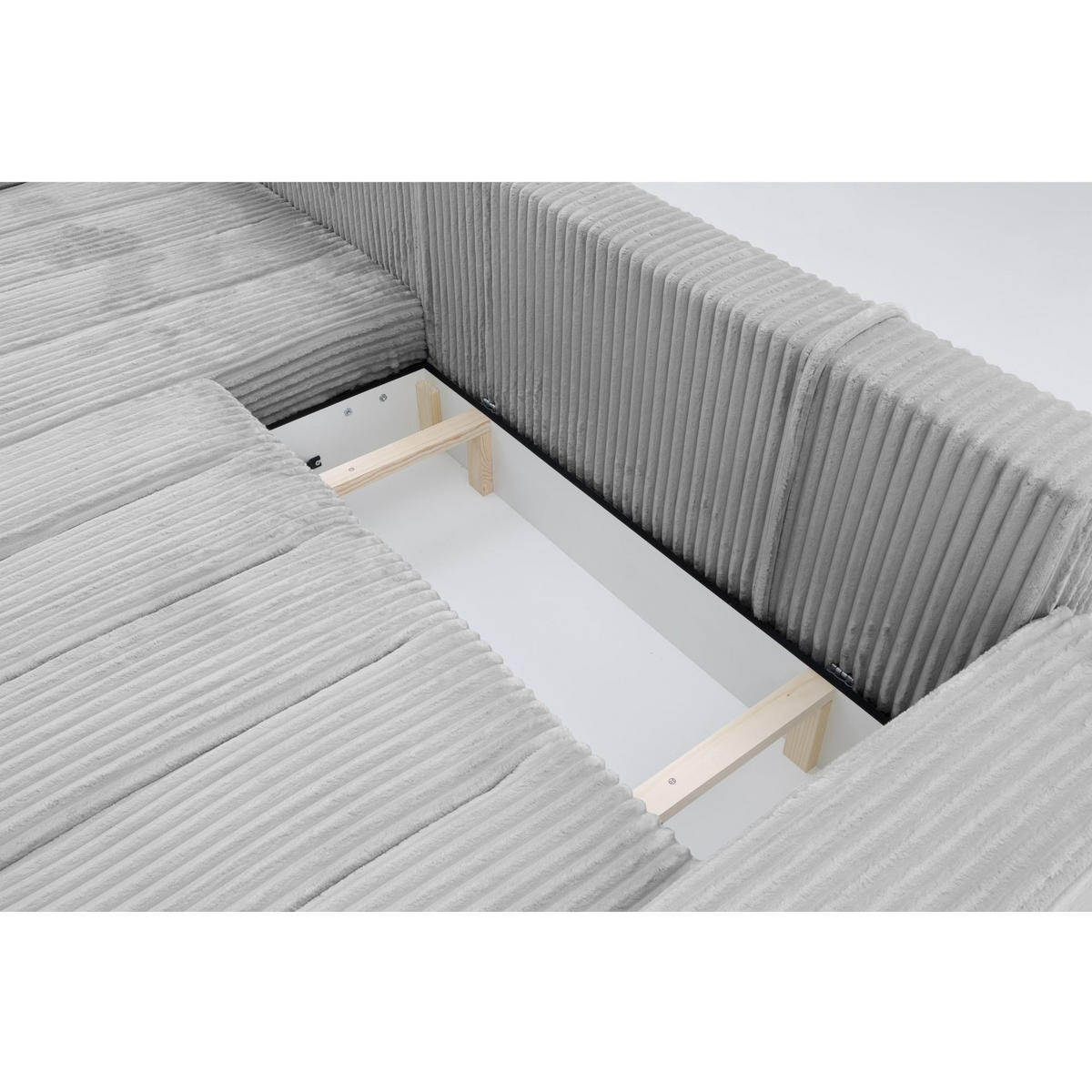 ECKSOFA PIANO L Links mit Schlaffunktion 137x234 Cord Grau - Silberfarben/Grau, Holz/Textil (278/178cm) - Muffo