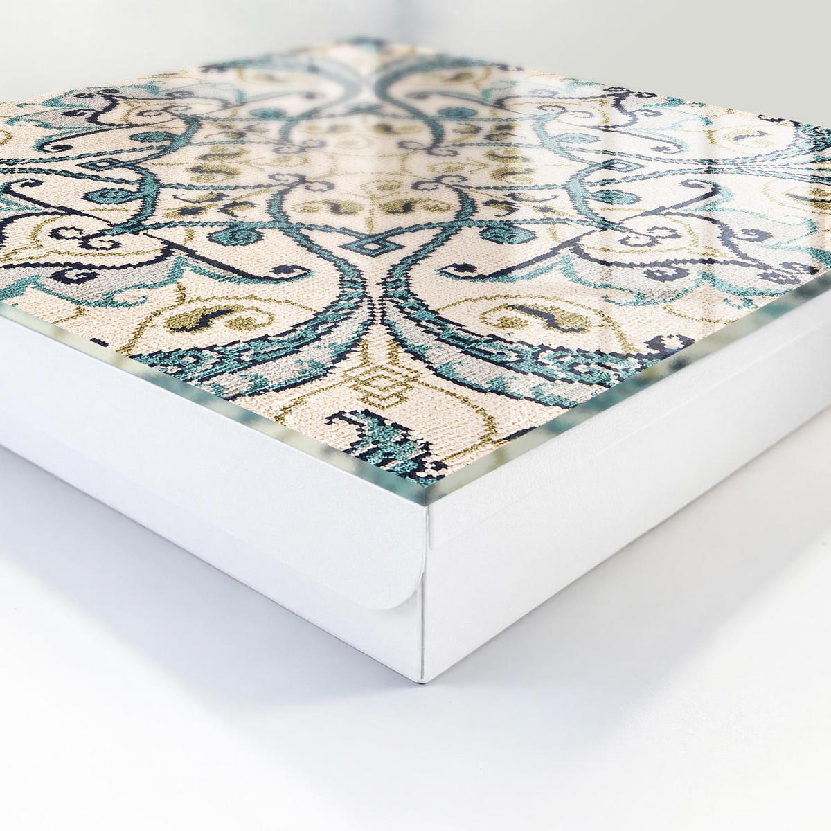 SCHLÜSSELBOX Weiß 30x30 cm – Türöffnung nach rechts - Türkisfarbener Schmuck - Beige, Metall (30/30/5cm) - TULUP