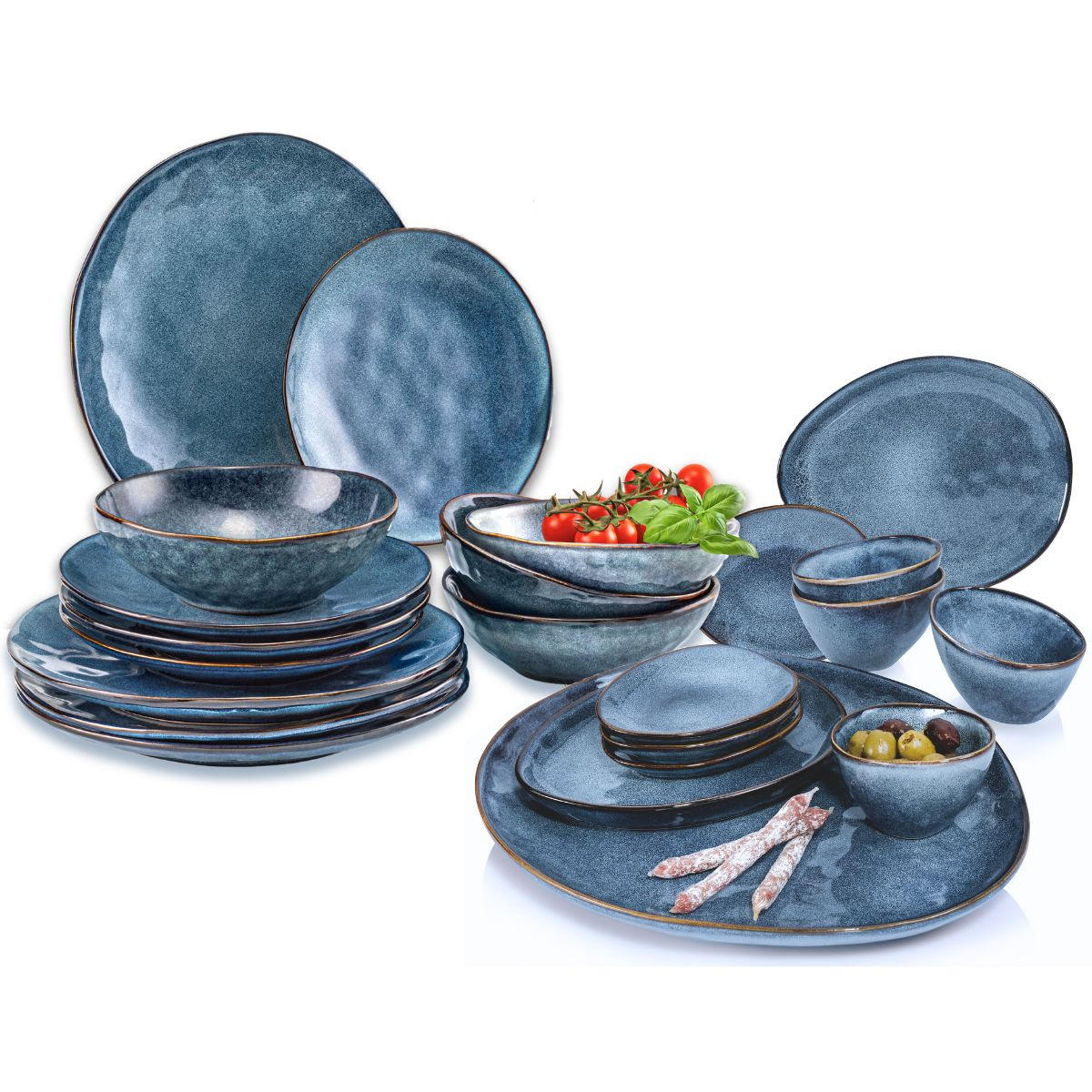 KOMBISERVICE DARWIN - 23 teilig aus Steingut - Blau, Stein (33/5.5/33cm) - Sänger
