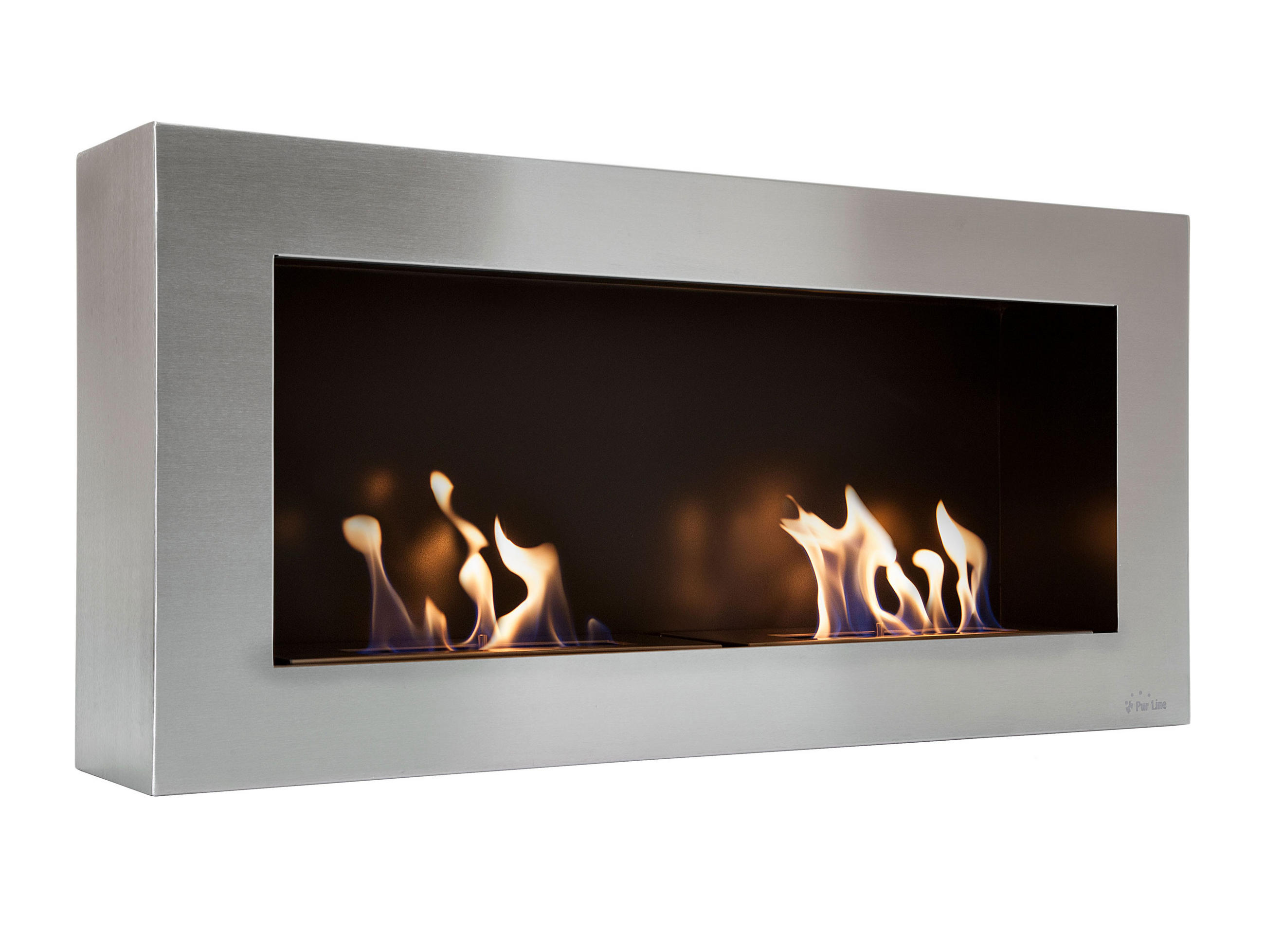 BIOETHANOL-KAMIN Silber Wandmodell inklusive 2.4 L Brennblock - Silberfarben, Metall (90/43/20cm) - Purline