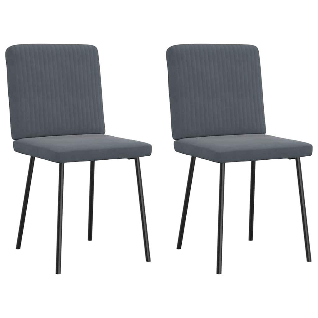 ESSZIMMERSTÜHLE 2 Stk. Dunkelgrau Samt 45*54*83cm - Dunkelgrau, Metall (45/83/54cm) - ZMH