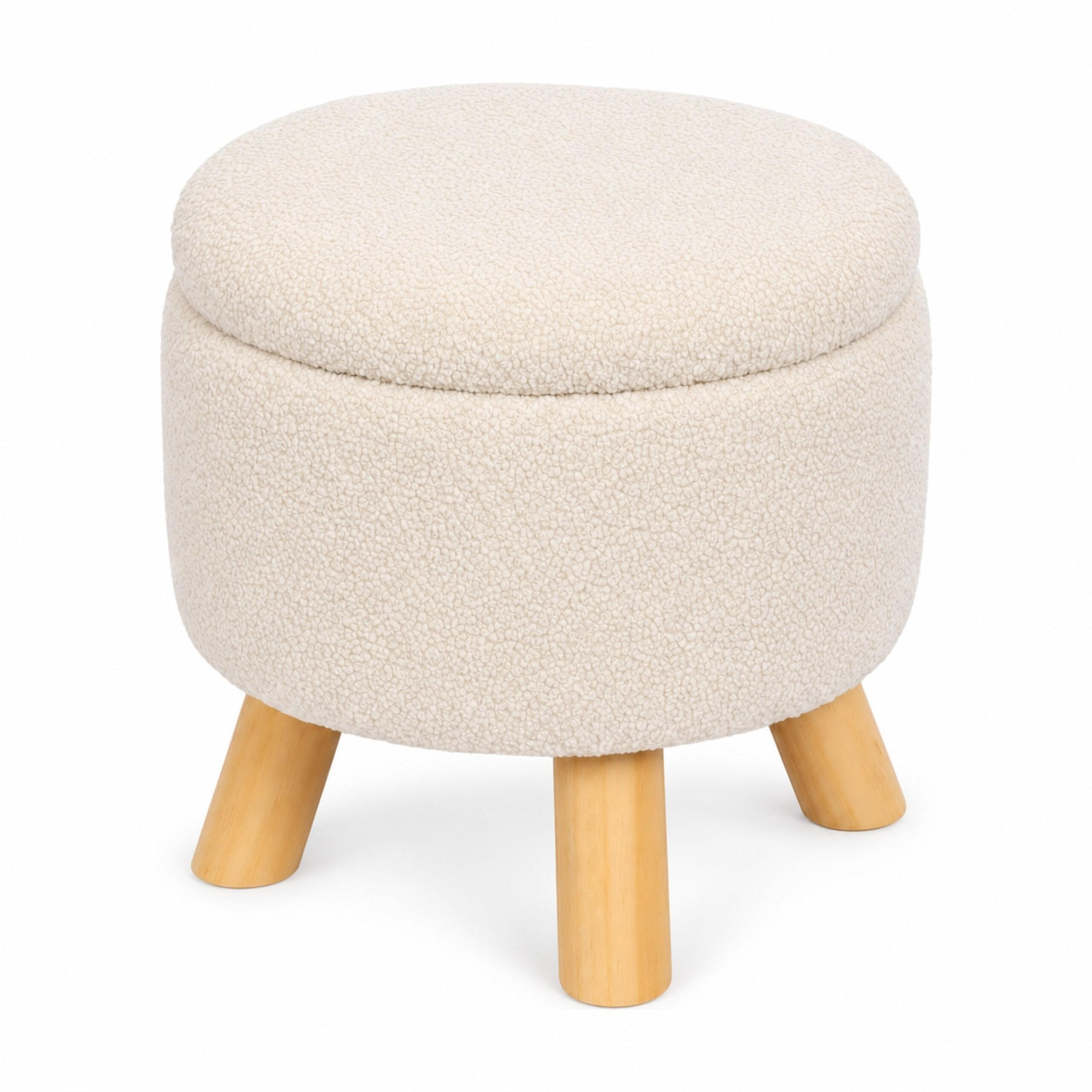 HOCKER Creme mit Stauraum 30x33 cm - Creme, Holz/Holzwerkstoff (33/30/33cm) - Relaxdays