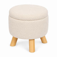 HOCKER Creme mit Stauraum 30x33 cm - Creme, Holz/Holzwerkstoff (33/30/33cm) - Relaxdays