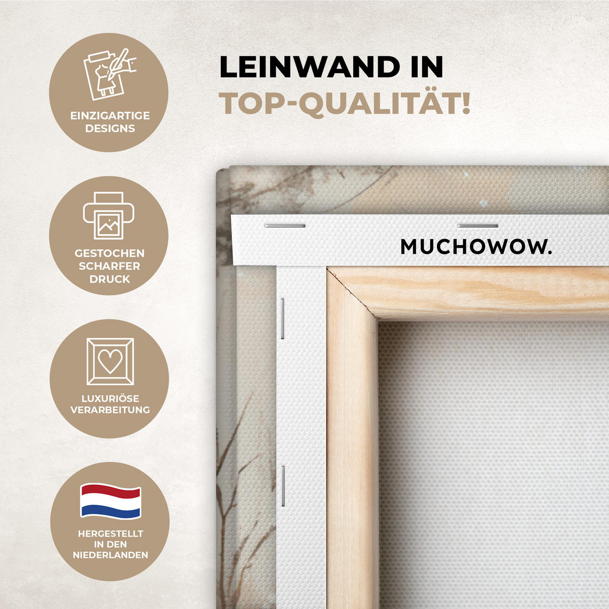 LEINWANDBILD Weihnachten - Zuhause - Winter - Schnee Deko Groß 90x90 cm - Creme, Textil (90/90cm) - MuchoWow