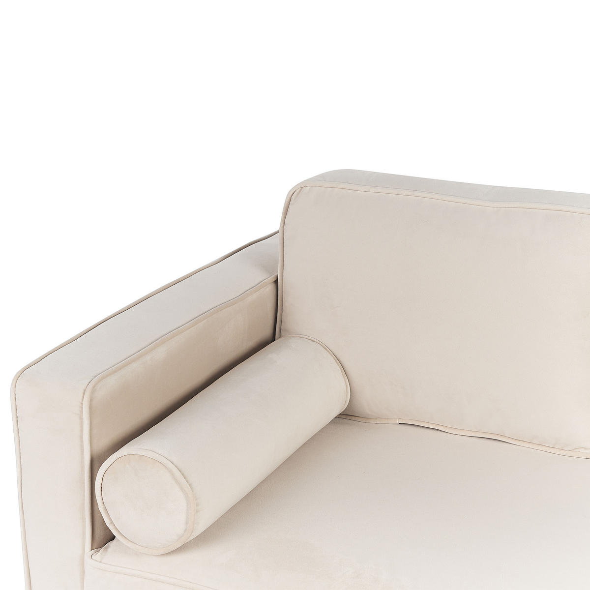 CHAISELONGUE Samtstoff beige linksseitig Miramas - Beige/Goldfarben, Textil (171/63/79cm) - Beliani
