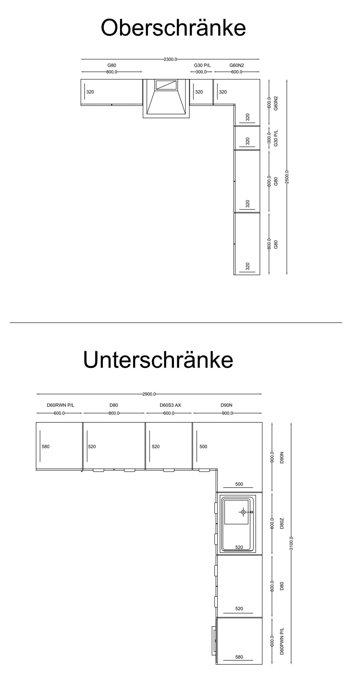 WINKELKÜCHE - 310 x 290 cm Livaro – KU-S35 – Beige Matt / Weiß - Beige/Schwarz, Holzwerkstoff/Metall (310/247/290cm) - hi-markt