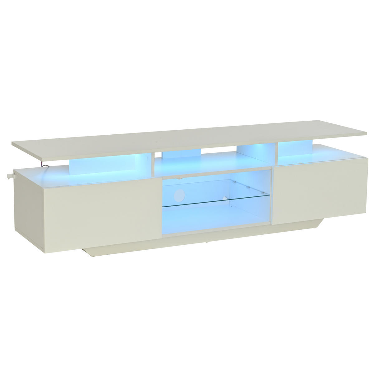 LOWBOARD 160/40/45 cm aus MDF mit LED-Beleuchtung und Hochglanzfront Weiß - Weiß, Holzwerkstoff (160/45/40cm) - Modenvie