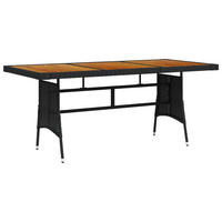 GARTENTISCH Schwarz 160/70/72Cm Poly Rattan & Massivholz Akazie - Schwarz, Kunststoff (160/70/72cm) - vidaXL