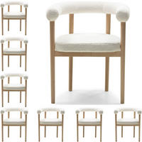 ESSZIMMERSTUHL MAYA 8er Set in Weiß Boucle mit massivem Buchenholzgestell 62/56/78 cm - Hellbraun/Braun, Holz/Textil (61/74/57.5cm) - WFL GROUP