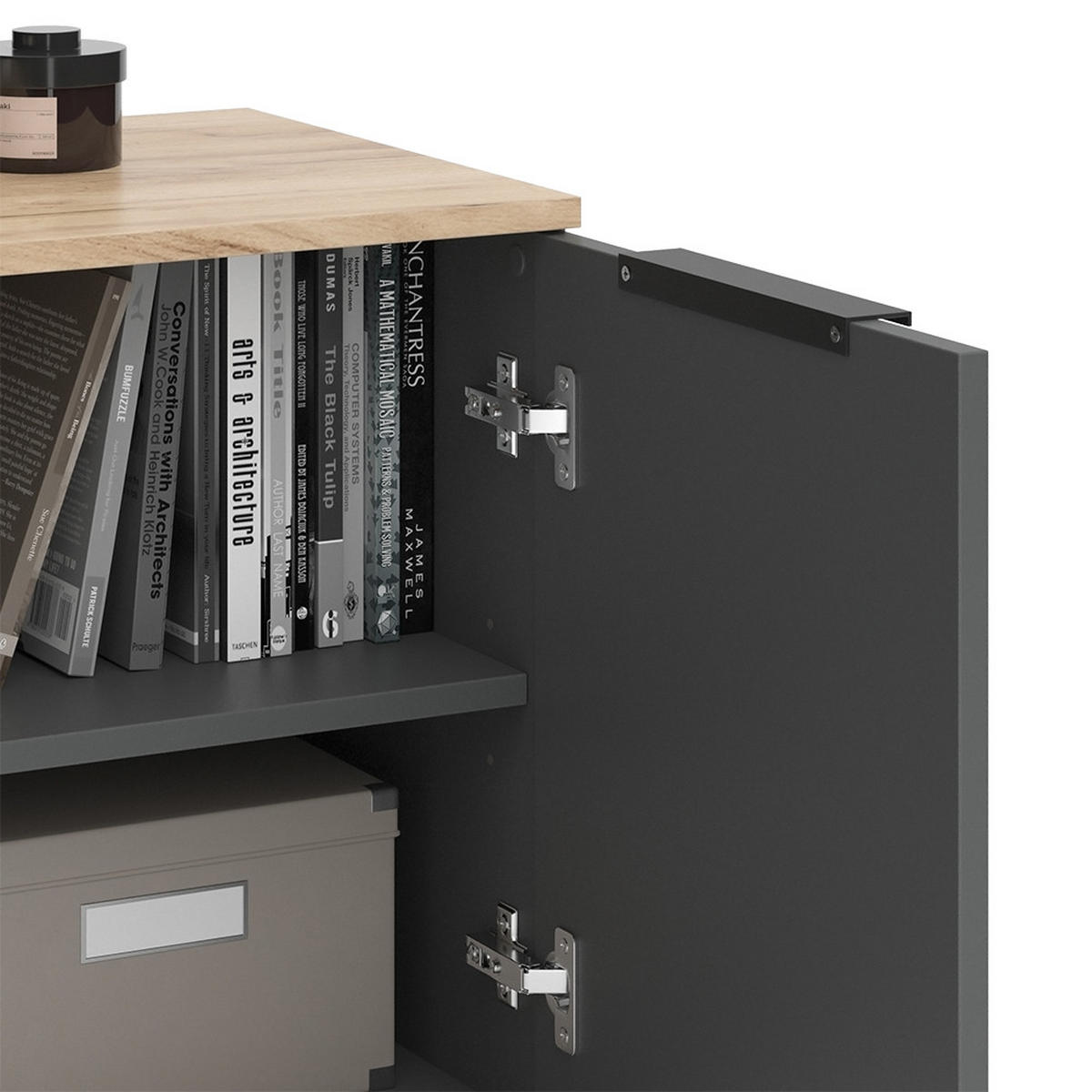 KOMMODE Wido Anthrazit 80 x 50 cm mit 2 Türen - Anthrazit/Sonoma Eiche, Holzwerkstoff (80/50/40cm) - Vicco
