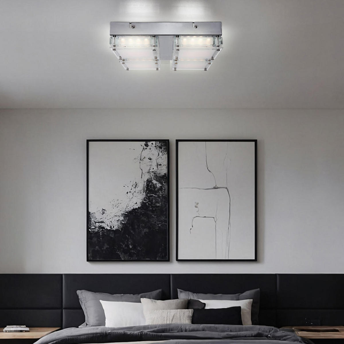 LED DECKENLEUCHTE Metall Glas Silber - Silberfarben, Glas (28/28/6.5cm) - Wofi