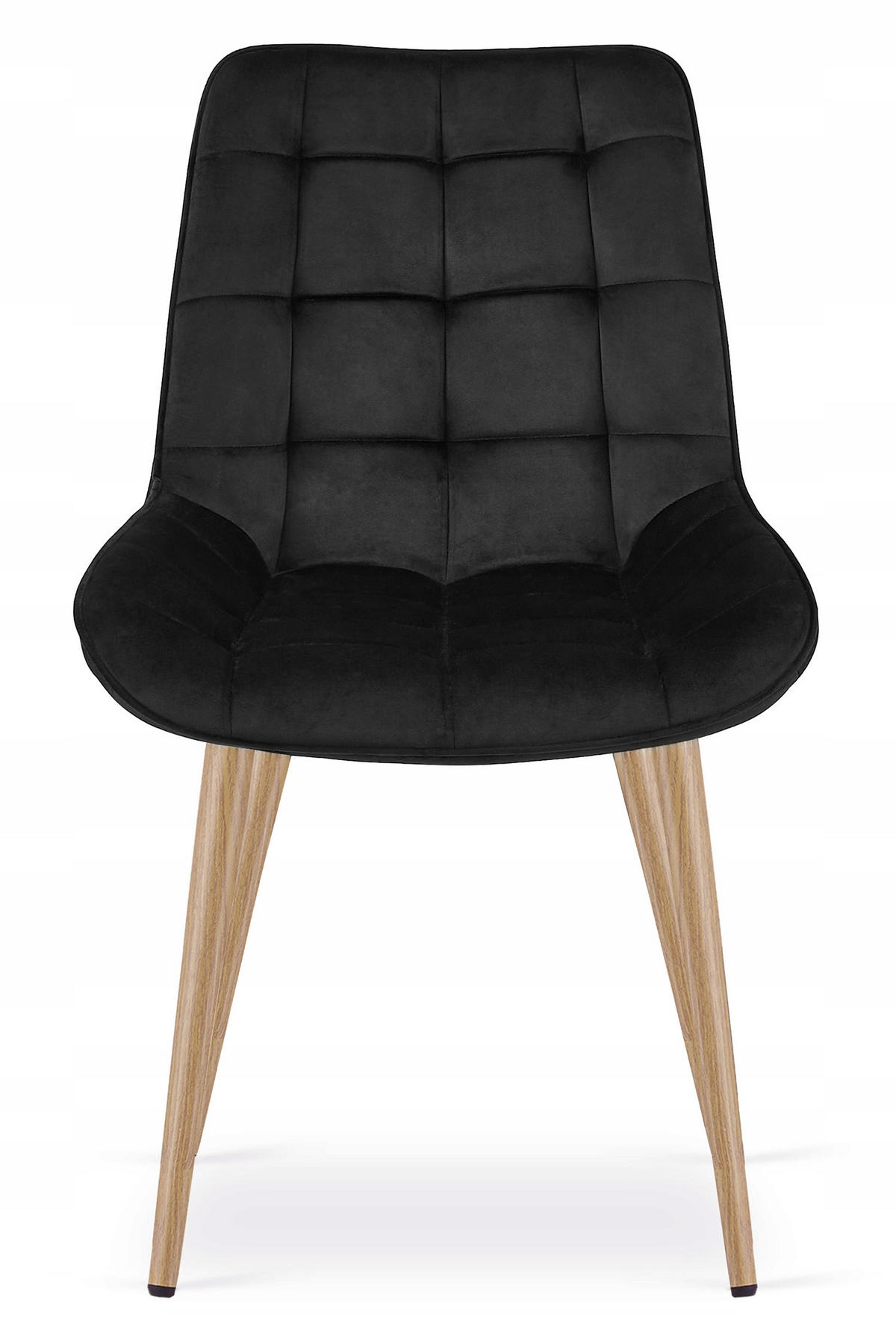 STUHL Schwarz 54x60 cm BERA Samt Beine Eiche - Schwarz, Kunststoff (54/52/60cm)