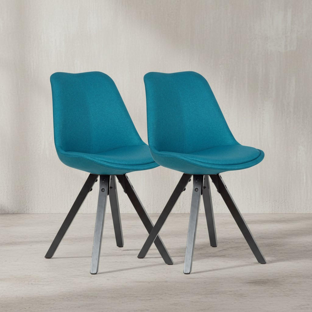 ESSZIMMERSTUHL Stoffbezug mit Holzgestell Modern gepolstert, Blau 49x52x87 cm - Blau/Schwarz, Holz/Textil (49/87/52cm) - KADIMA DESIGN