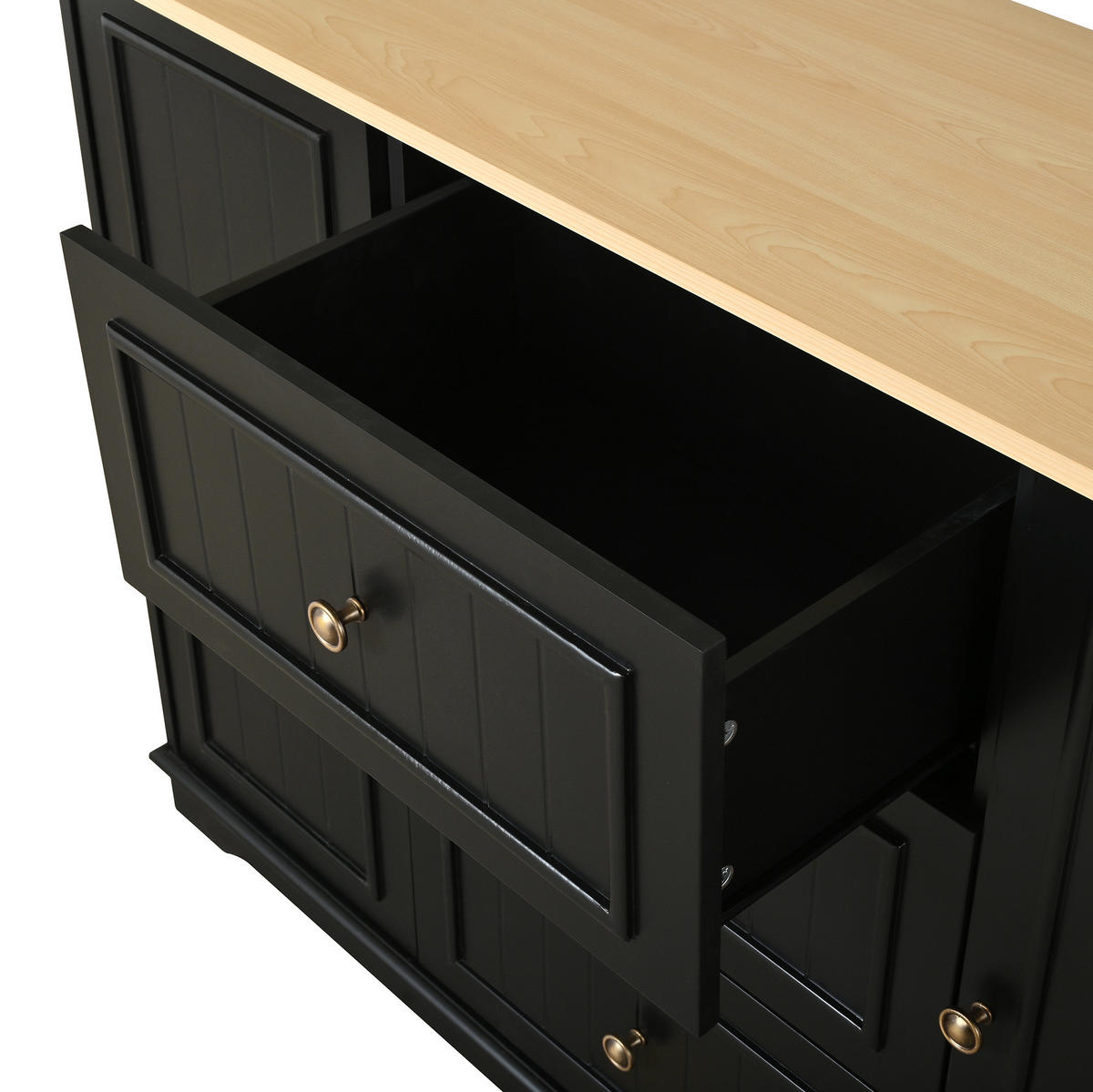 SIDEBOARD mit 3 Schubladen 126 x 40 x 86 cm MDF Black 2-türig - Schwarz, Holzwerkstoff (126/86/40cm) - Meubliv