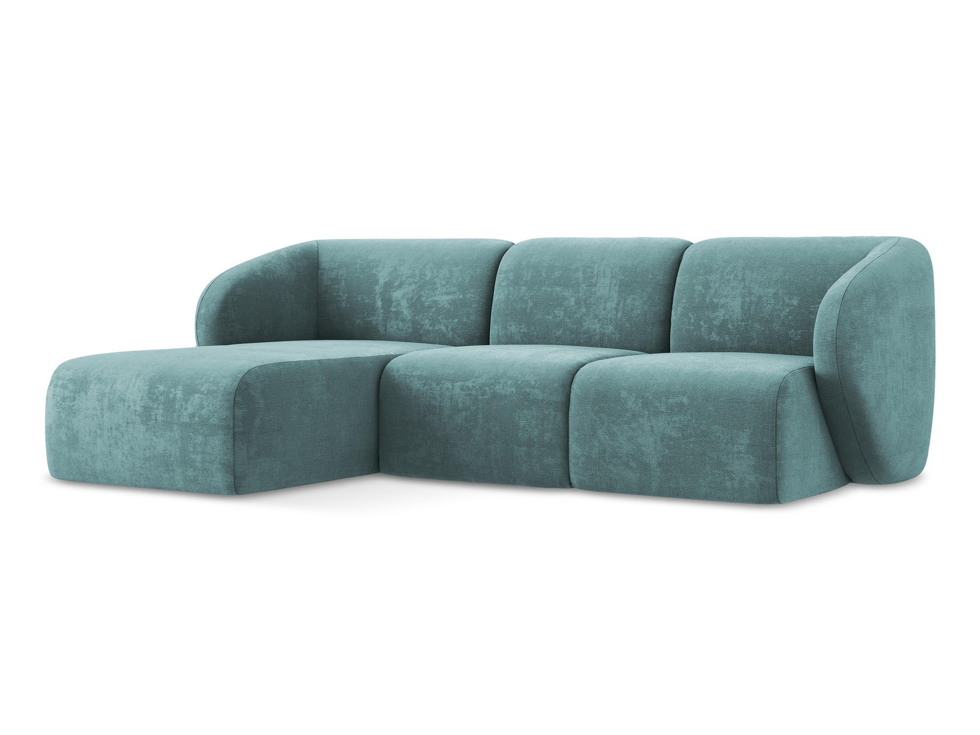 ECKSOFA Links Chenille Stoff Blau - Blaugrau/Schwarz, Holzwerkstoff/Kunststoff (248/166cm) - Makamii