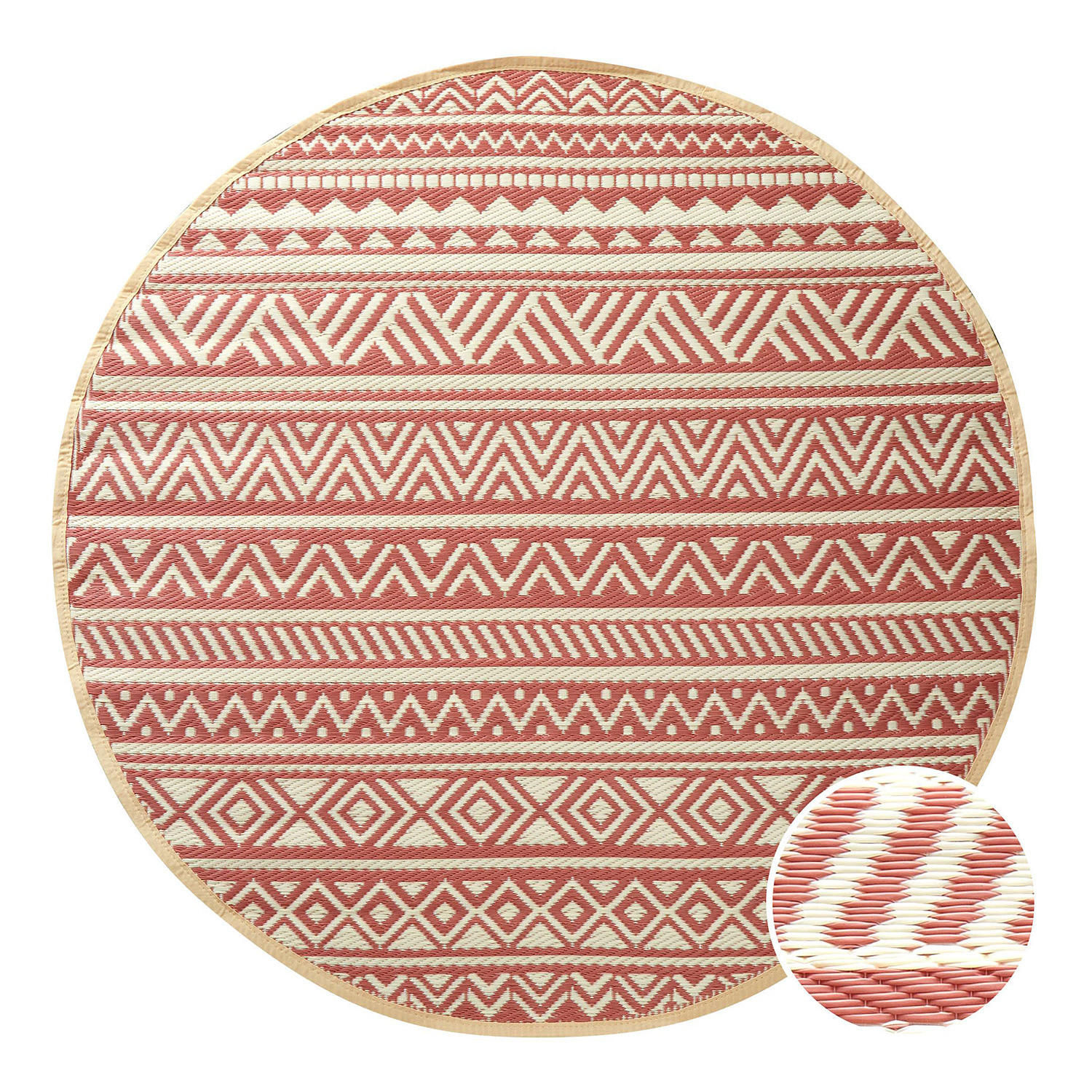 IN-/OUTDOORTEPPICH Colour Clash - Beige/Rot, Kunststoff (150/150cm) - Butlers