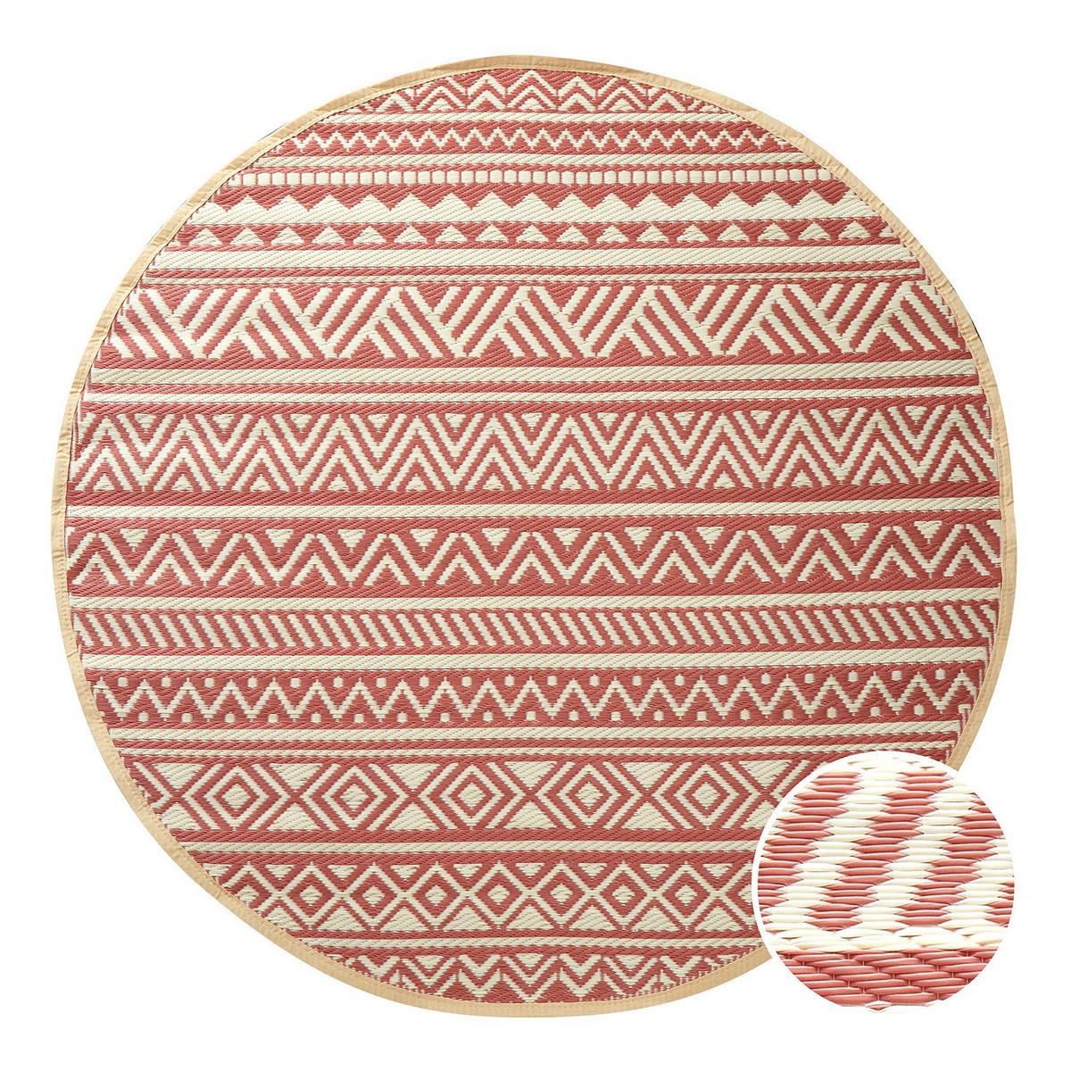 IN-/OUTDOORTEPPICH Colour Clash - Beige/Rot, Kunststoff (150/150cm) - Butlers