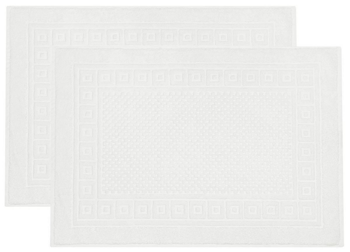 BADEMATTE, 2er-Set, 50x70 cm, 100% Baumwolle, Weiß - Weiß, Textil (50/70cm) - Zollner