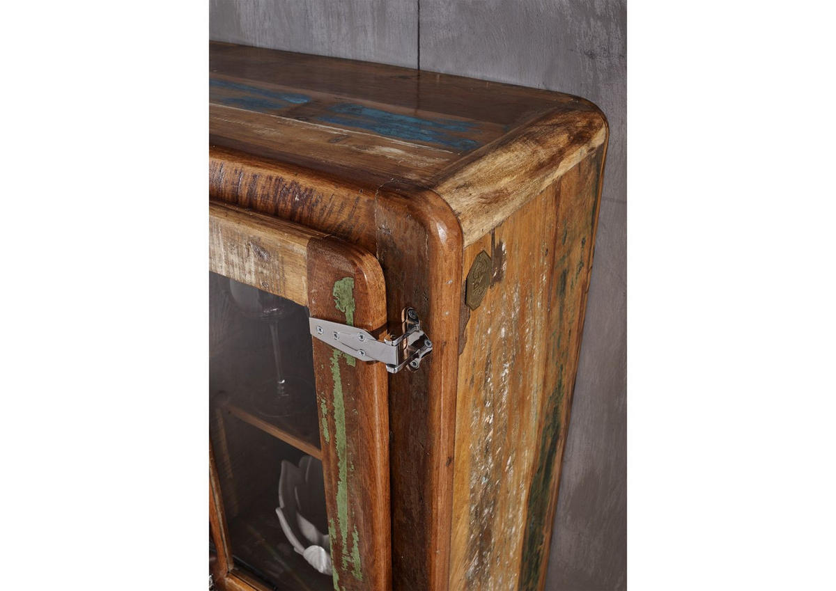 VITRINE Altholz 90x38x140 mehrfarbig lackiert FREEZY #34 - Multicolor, Holz (90/140/38cm) - Massivmoebel24