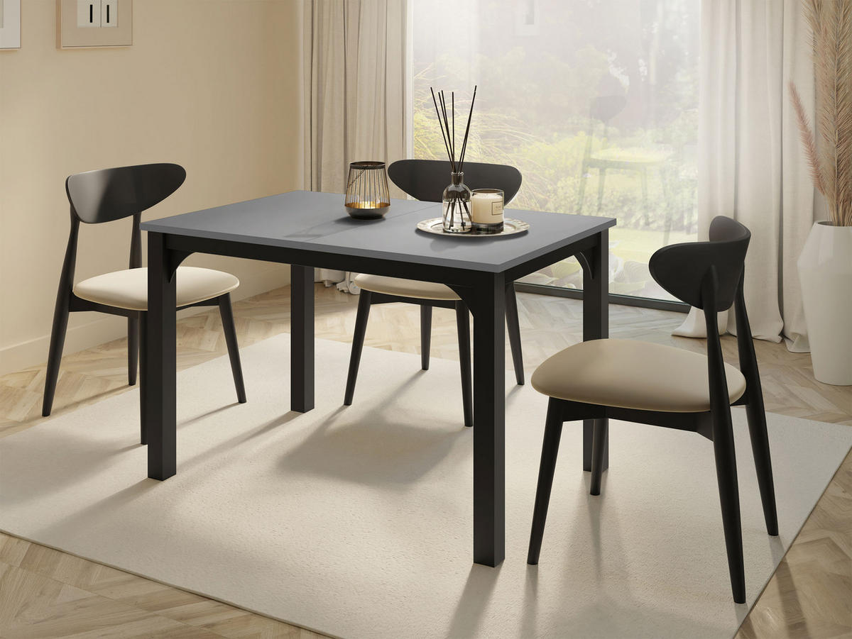 ESSTISCH Focus 120 - Schwarz/Grau, Holzwerkstoff/Metall (80/120/76cm) - MIRJAN24