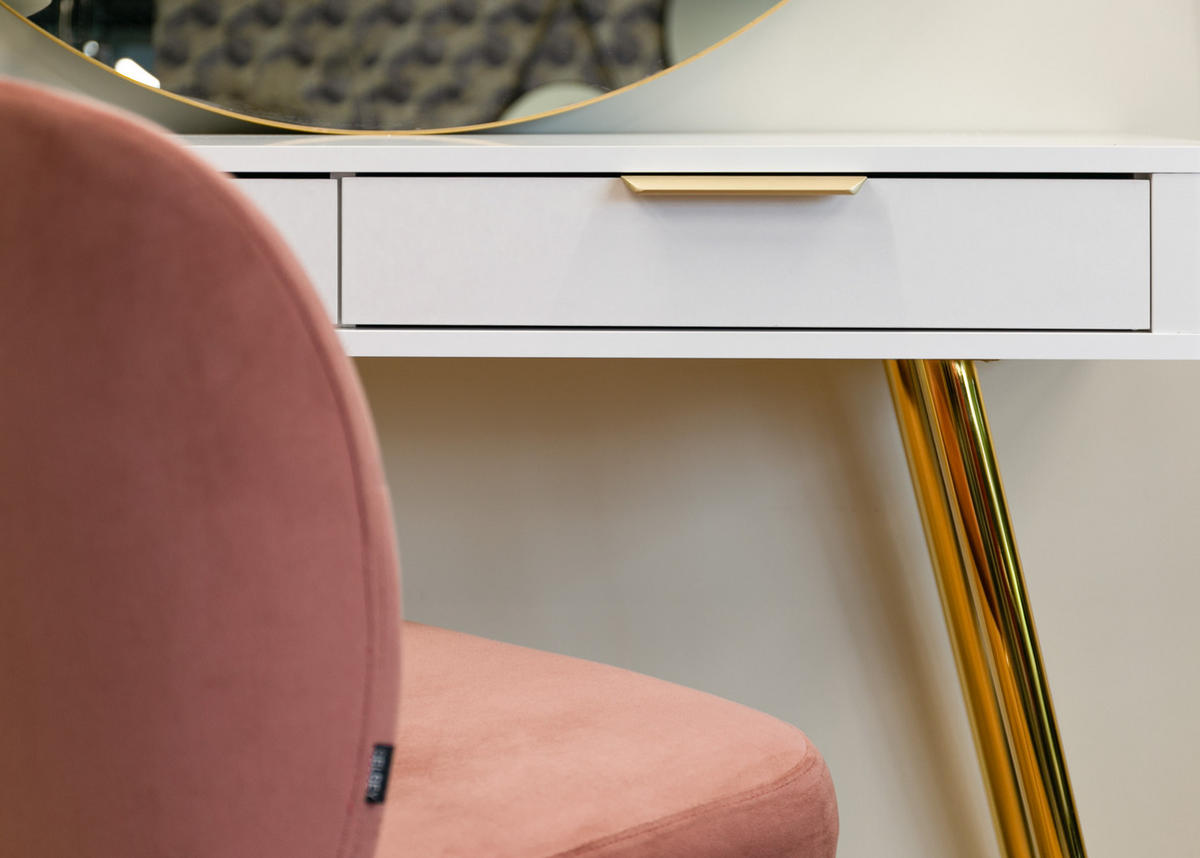 KONSOLENTISCH Oval Weiß 112 cm - Goldfarben/Weiß, Holzwerkstoff/Metall (38/112/78cm) - Selsey