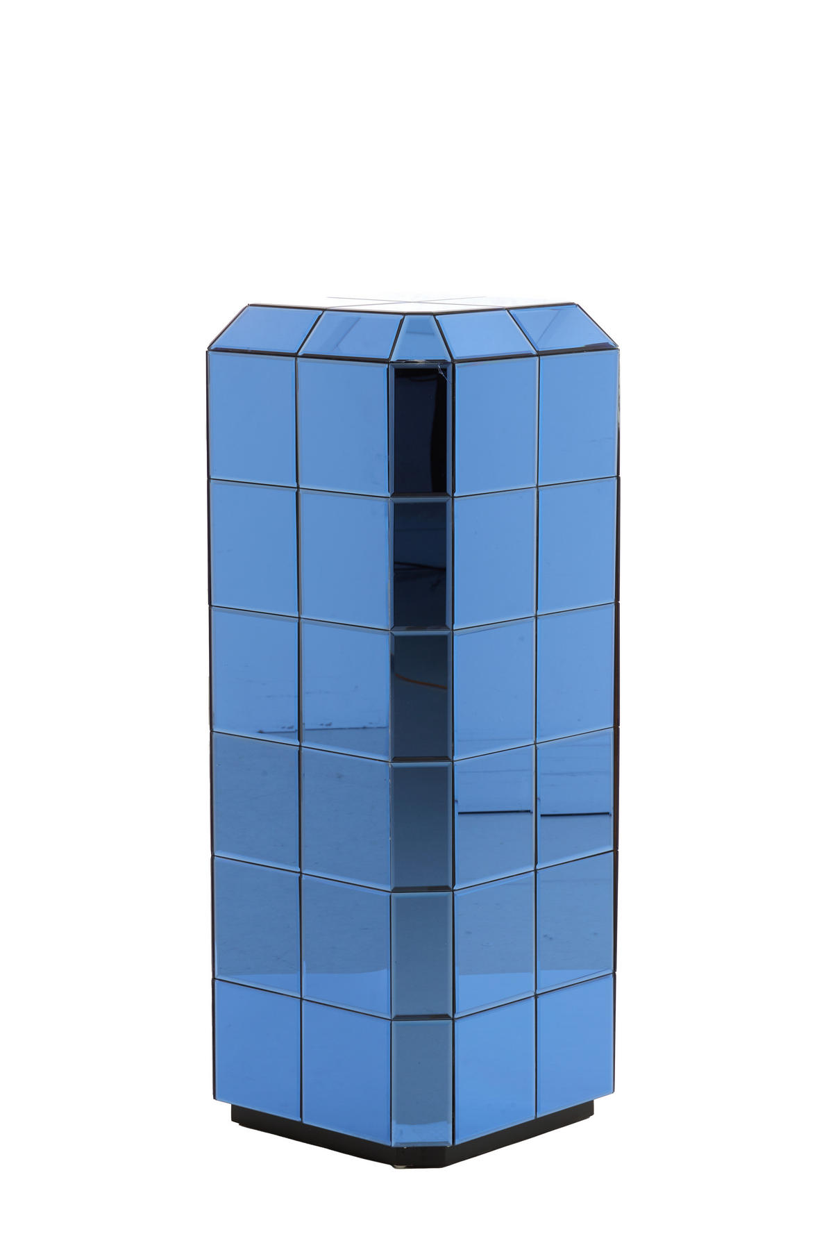 BLUMENSÄULE Luciano Blau 40/40/100 cm - Blau, Glas (40/40/100cm) - Light & Living