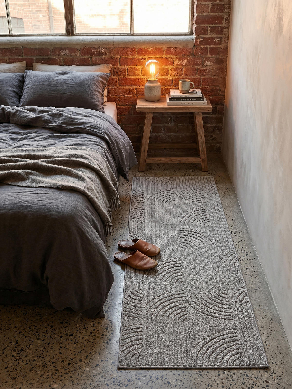 TEPPICH Flachgewebe LANGAU in Silber, mit geometrischen Bögen, 80 x 250 cm - Silberfarben, Textil (80/250cm) - KADIMA DESIGN