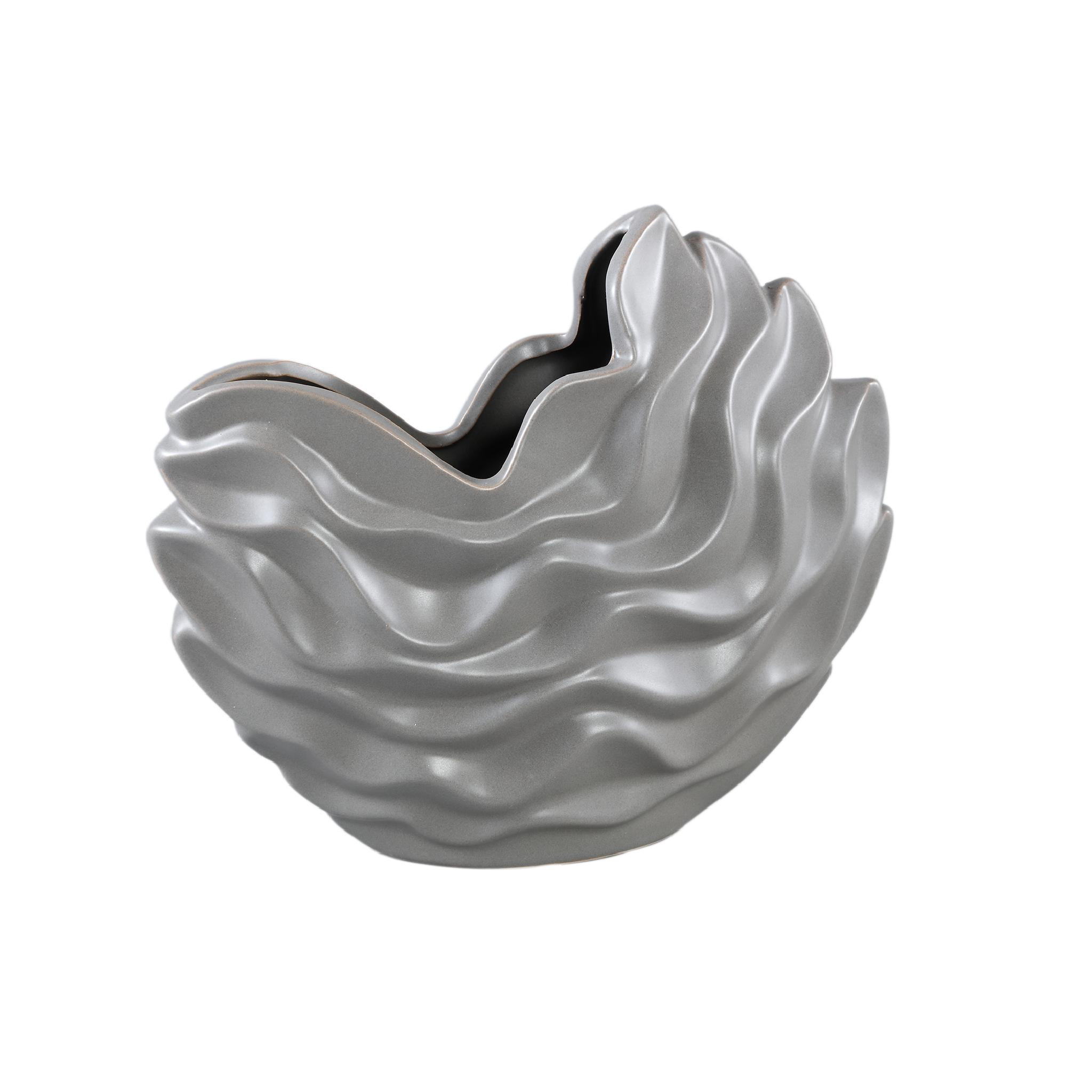 TOPF Kaylagh Grau 25/10/22cm - Grau, Keramik (22cm) - PTMD Collection