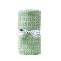 BABYDECKE Waffelpiqué 125/150 cm, Bio-Baumwolle - Grün, Textil (125/150cm) - Homescapes