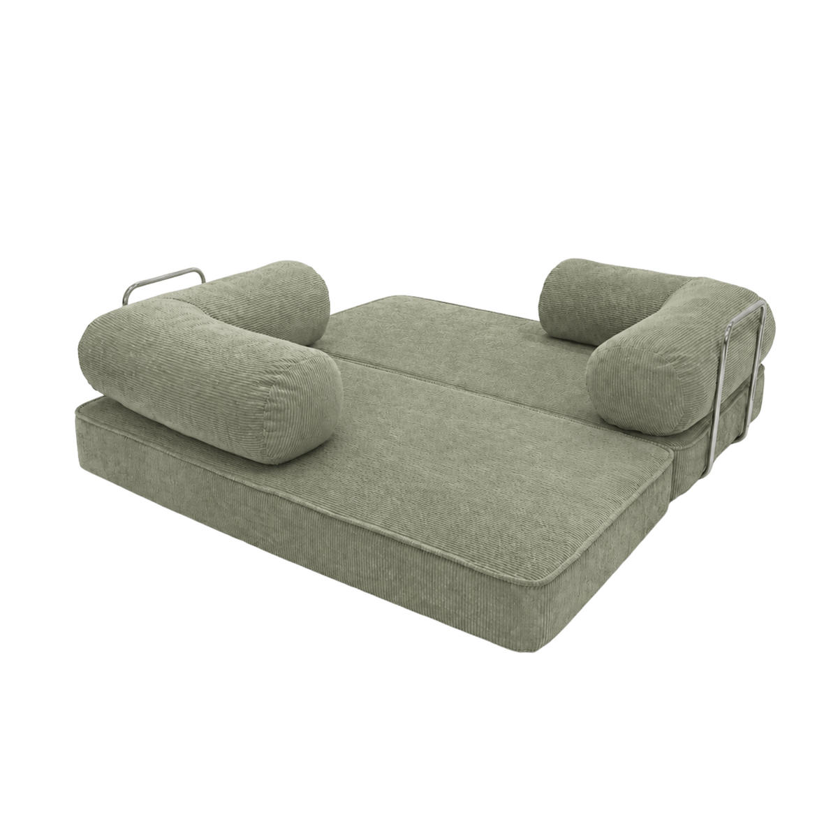 SCHLAFSOFA MIT CHROMGESTELL ausklappbar mit abnehmbarem Bezug in Olivgrün - Olivgrün, Textil (200/70/100cm) - SURB