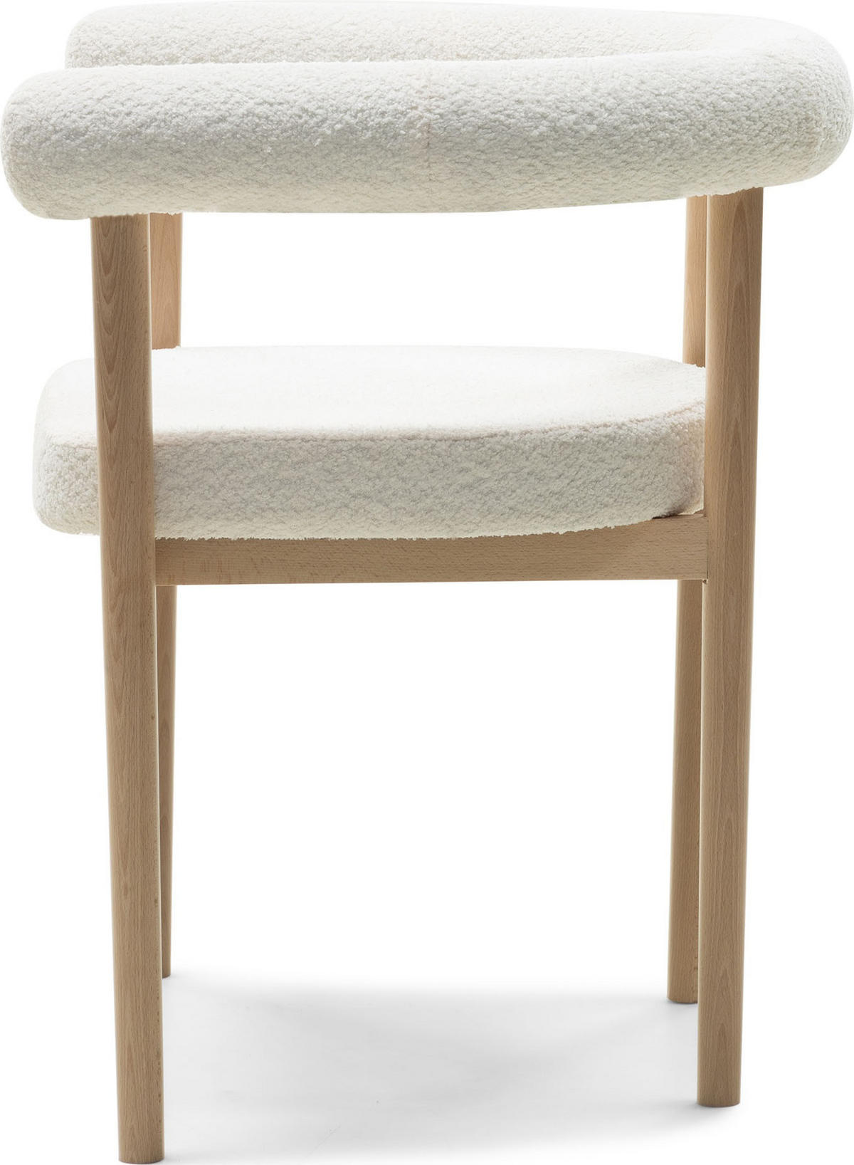 ESSZIMMERSTUHL MAYA 2er Set in Weiß Boucle mit massivem Buchenholzgestell 62/56/78 cm - Hellbraun/Braun, Holz/Textil (61/74/57.5cm) - WFL GROUP