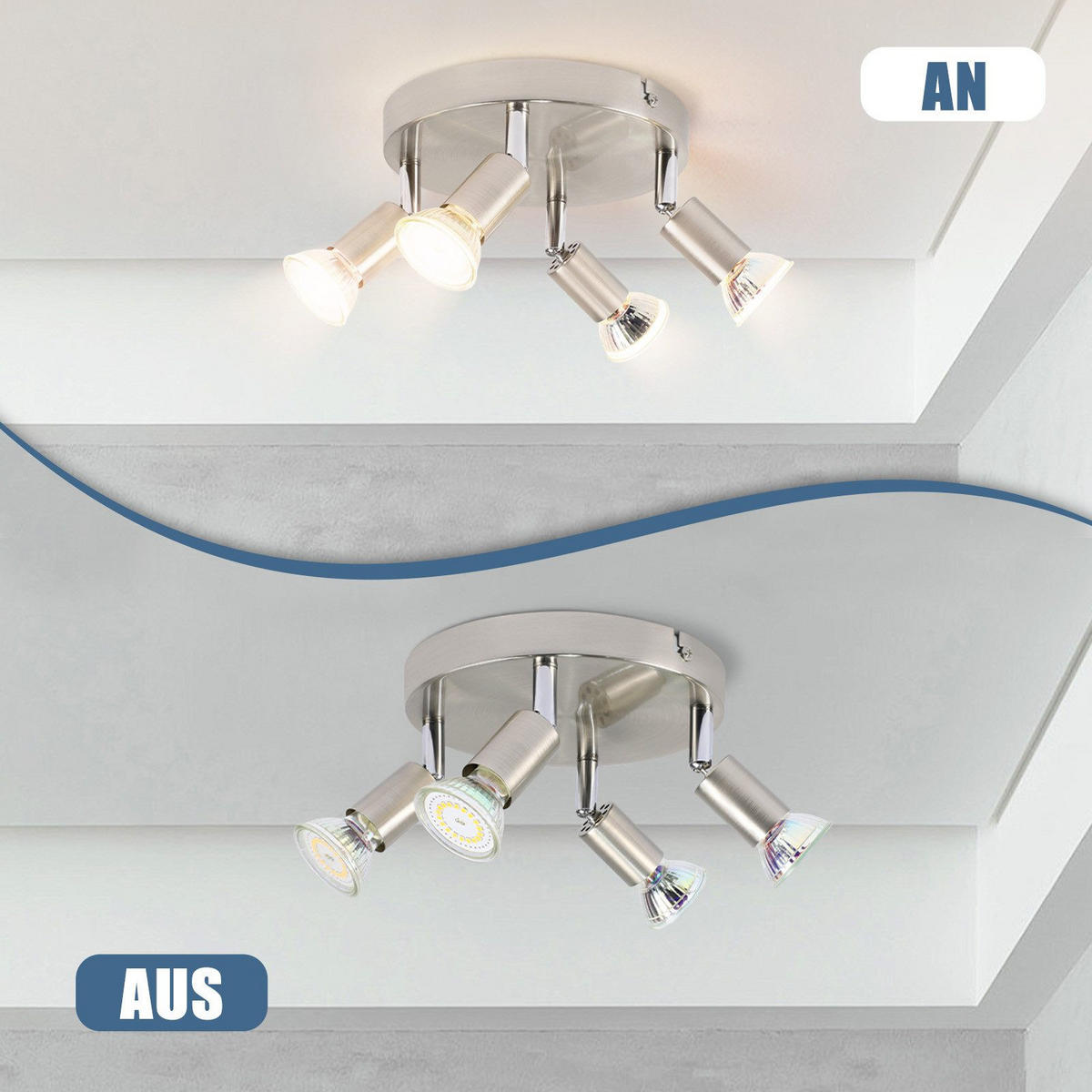STRAHLER Birtha 4-flammig 18/18/11 cm - Silberfarben, Metall (18/18/11cm) - Nettlife